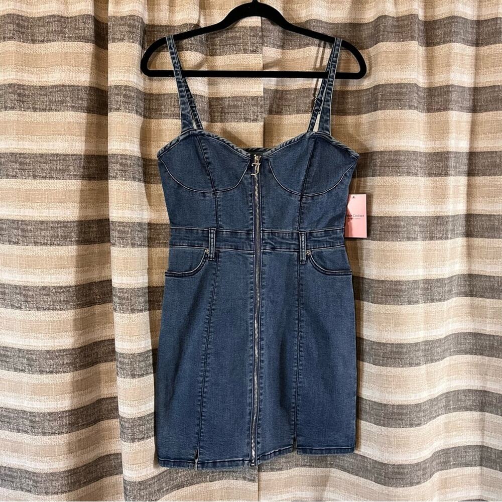 Juicy Couture Sweetheart Neckline Medium Wash Denim Mini Dress Size Medium